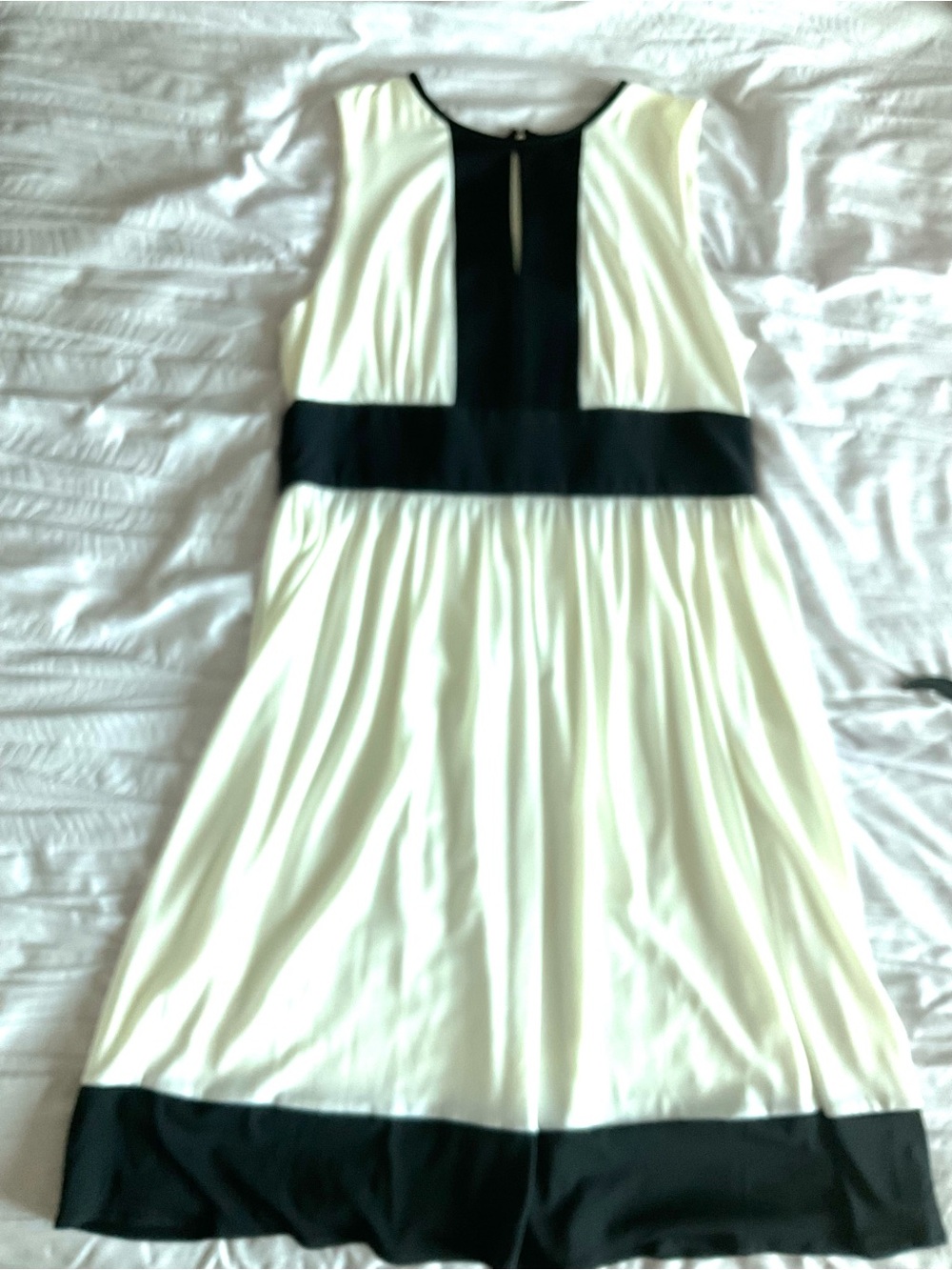 Alfani White Sleeveless Midi Dress with Black Waistband